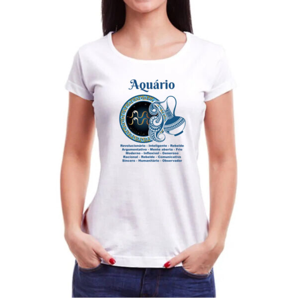 Camiseta Baby Look Signo de Aquario adjetivos - Imagem 3