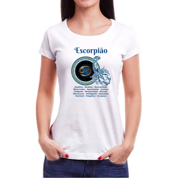 Camiseta Baby Look Signo de Escorpiao adjetivos - Imagem 3