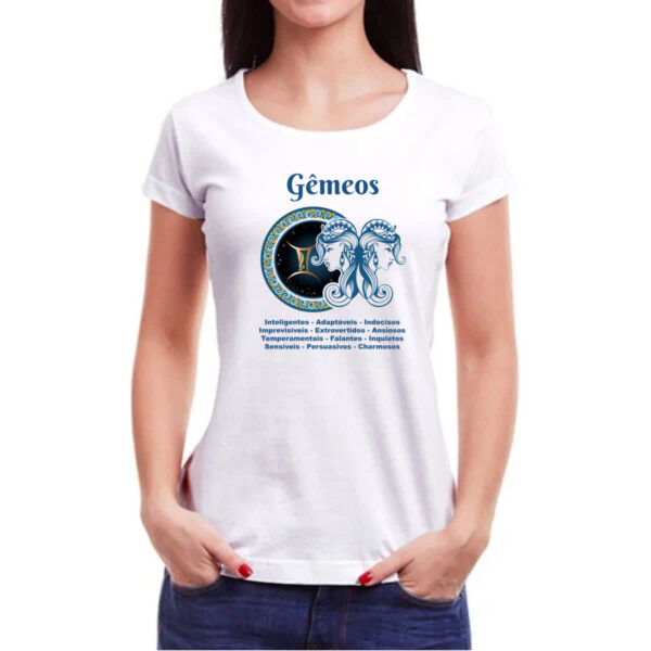 Camiseta Baby Look Signo de Gemeos adjetivos - Imagem 3
