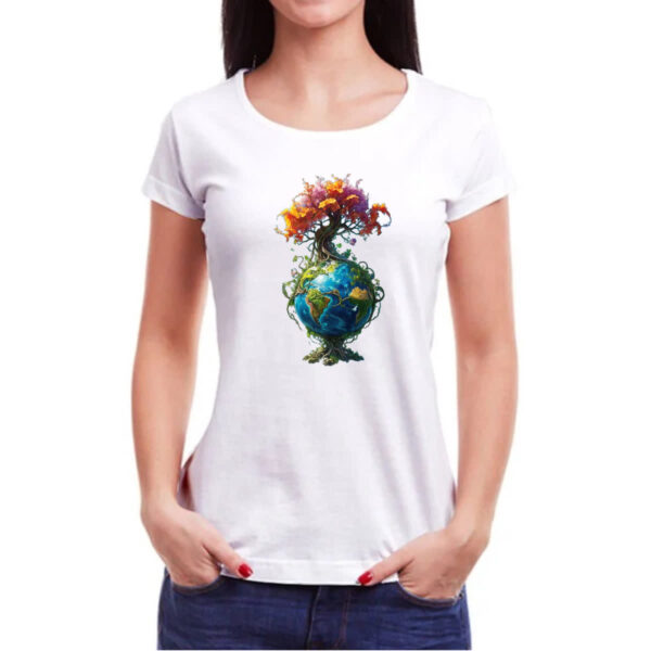 Camiseta Baby Look Arvore da vida planeta Terra - Imagem 3