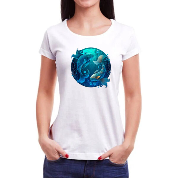 Camiseta Baby Look Signo de peixes logo de luxo - Imagem 3
