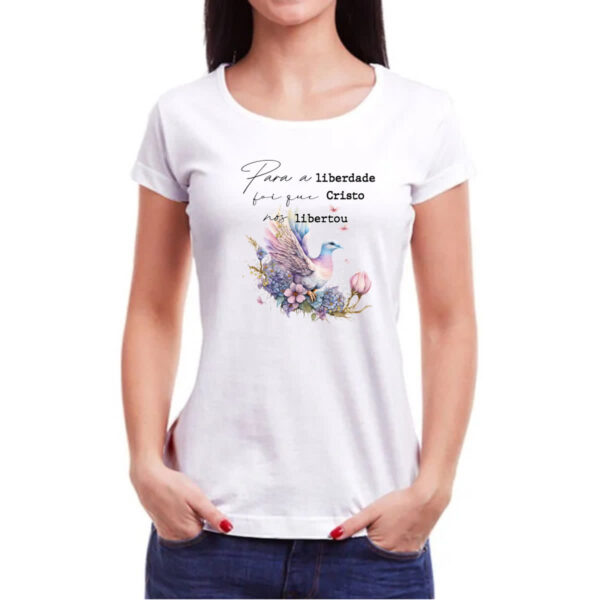 Camiseta Baby Look Salmos Liberdade - Imagem 3