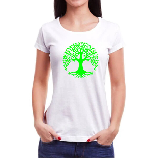 Camiseta Baby Look Arvore da vida verde - Imagem 3