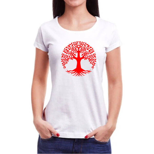 Camiseta Baby Look Arvore da vida vermelha - Imagem 3