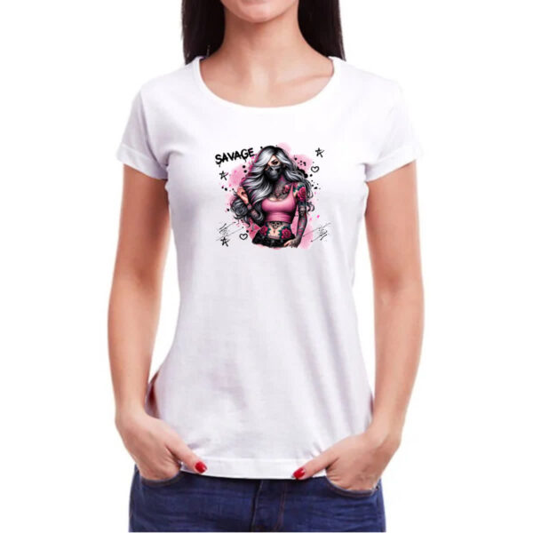 Camiseta Baby Look Savage girl badass - Imagem 3