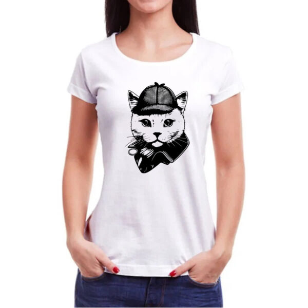 Camiseta Baby Look Sherlock Gato - Imagem 3