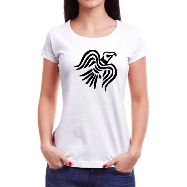 Camiseta Baby Look Simbolo corvo bandeira viking - Imagem 3