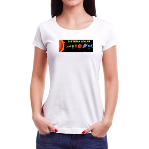 Camiseta Baby Look Sistema solar noite - Imagem 3