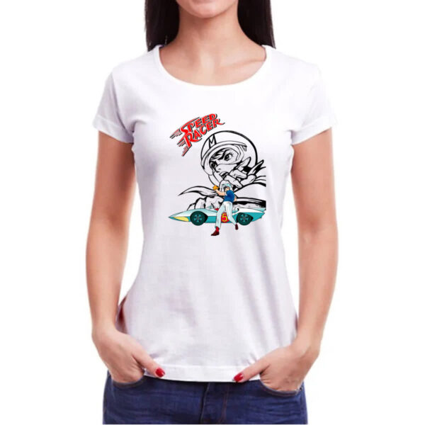 Camiseta Baby Look Speed Racer logo e grafite - Imagem 3