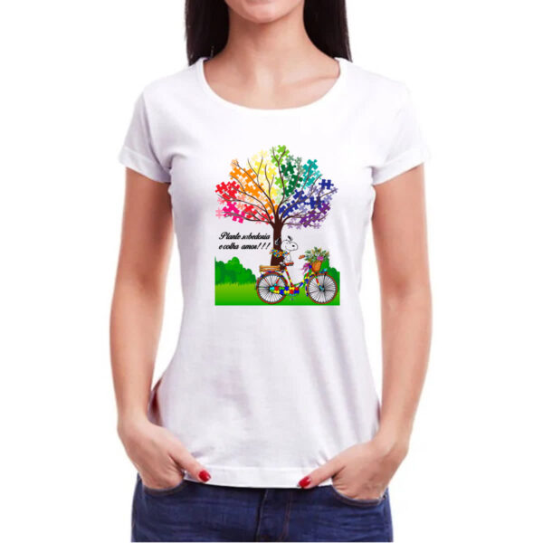 Camiseta Baby Look Autismo Plante sabedoria e colha amor - Imagem 3