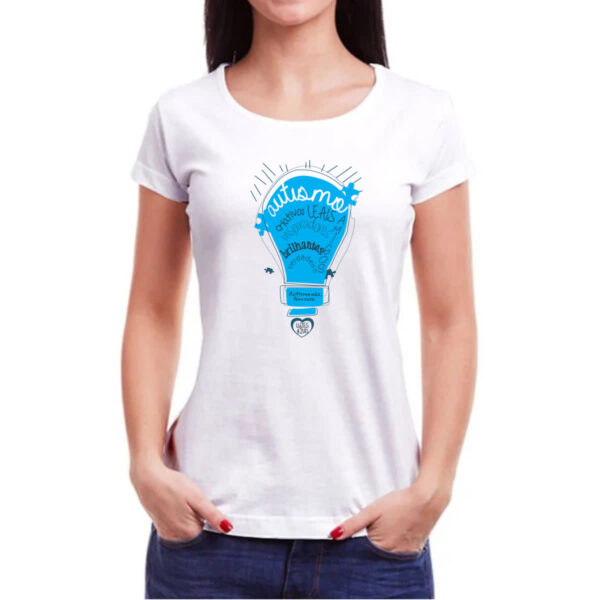 Camiseta Baby Look Autismo luzes azuis - Imagem 3