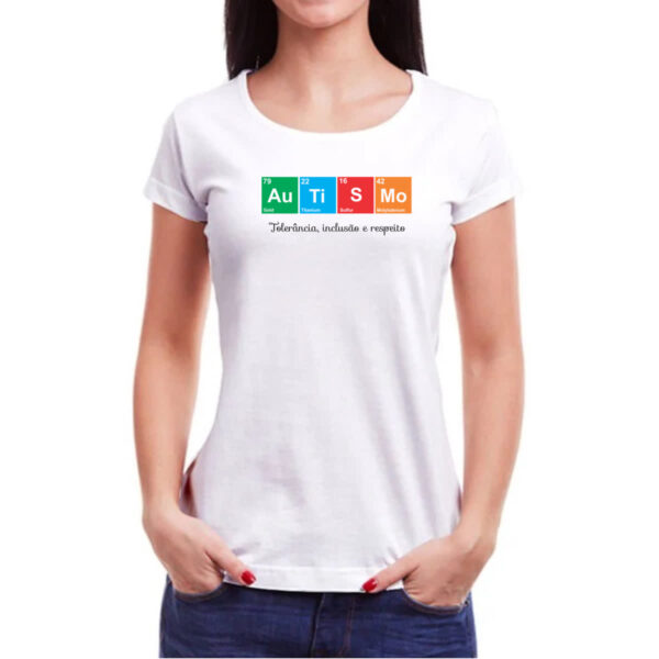 Camiseta Baby Look Autismo tabela periodica - Imagem 3