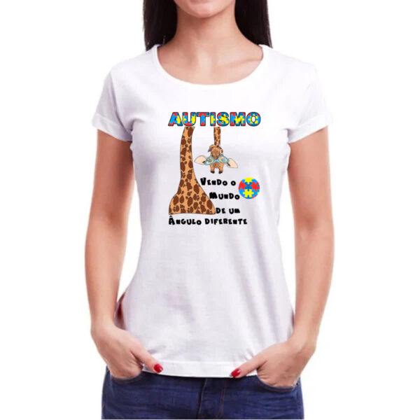 Camiseta Baby Look Autismo vendo o mundo de um angulo diferente - Imagem 3