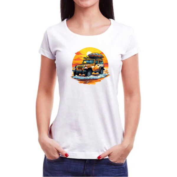 Camiseta Baby Look Aventura jeep praia sunset - Imagem 3