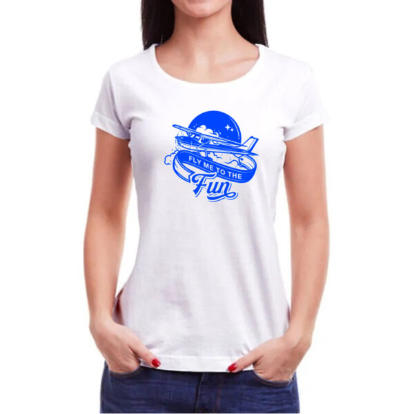 Camiseta Baby Look Aviao fly me to the fun - Imagem 3