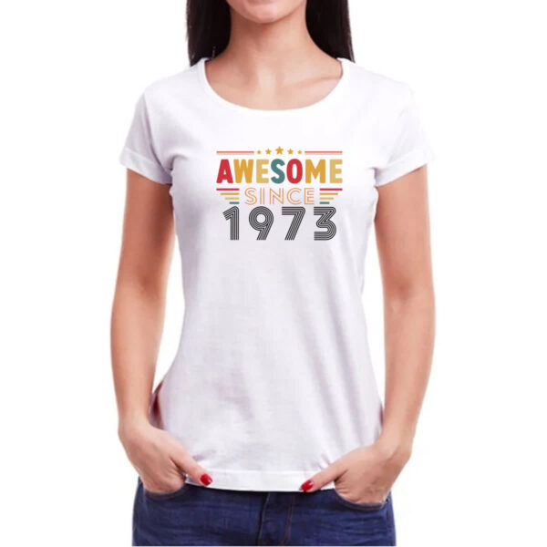 Camiseta Baby Look Awesome since 1973 - Imagem 3
