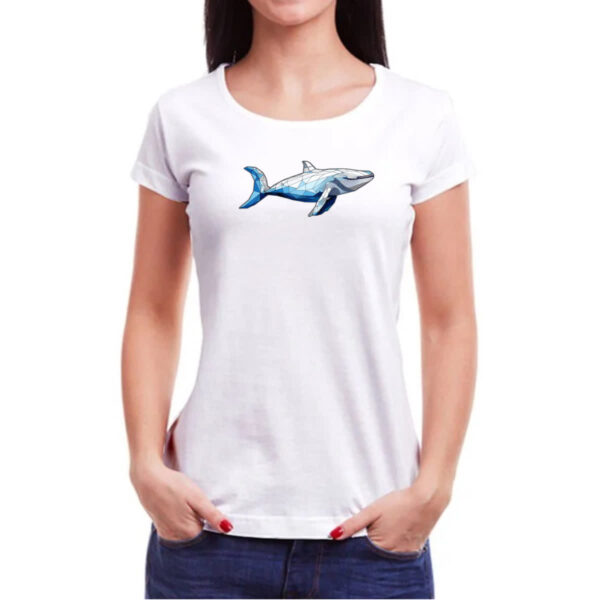 Camiseta Baby Look Baleia Azul Geometrica - Imagem 3