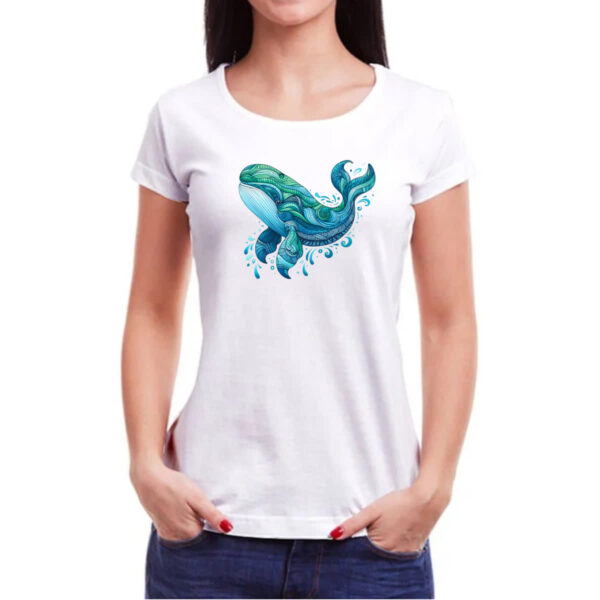 Camiseta Baby Look Baleia estilo tribal watercolor - Imagem 3