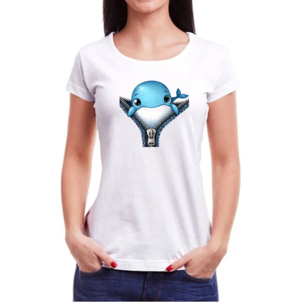 Camiseta Baby Look Baleia no ziper - Imagem 3
