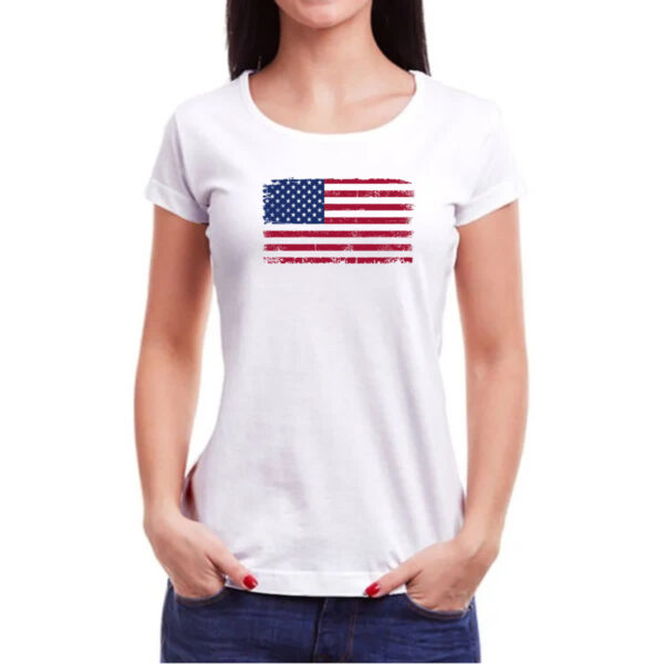 Camiseta Baby Look Bandeira USA Grunge Vintage - Imagem 3
