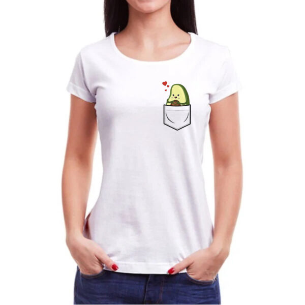 Camiseta Baby Look Abacate no bolso - Imagem 3