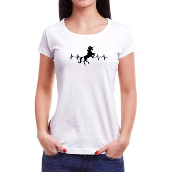 Camiseta Baby Look Batimento cardiaco unicornio - Imagem 3