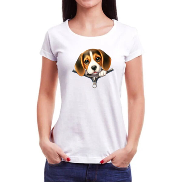 Camiseta Baby Look Beagle no Ziper - Imagem 3