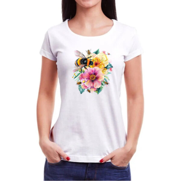 Camiseta Baby Look Abelha na flor - Imagem 3