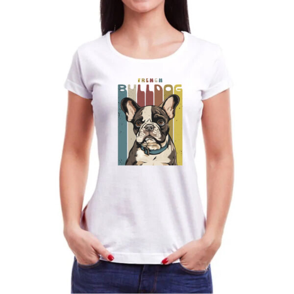 Camiseta Baby Look Buldogue Frances retro vintage - Imagem 3