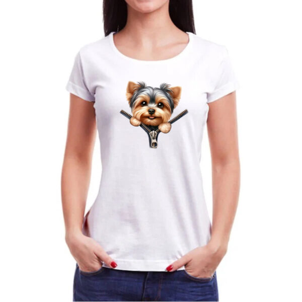Camiseta Baby Look Yorkshire Terrier no Ziper - Imagem 3