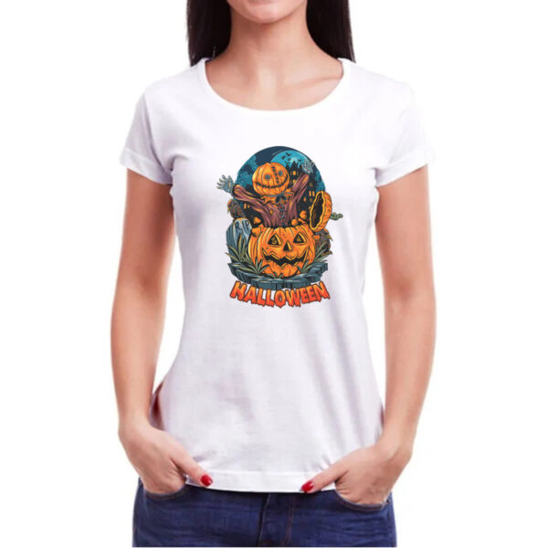 Camiseta Baby Look Halloween pumpkin saindo da abobora - Image 3