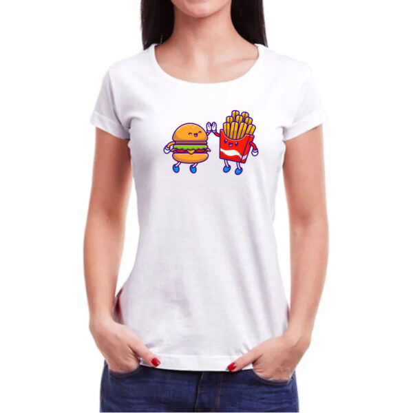 Camiseta Baby Look Hamburguer e fritas melhores amigos - Imagem 3