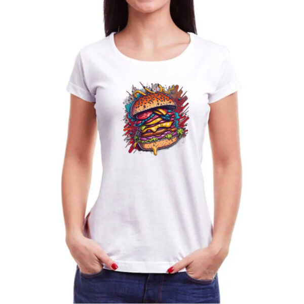 Camiseta Baby Look Hamburguer exagerado splash - Imagem 3