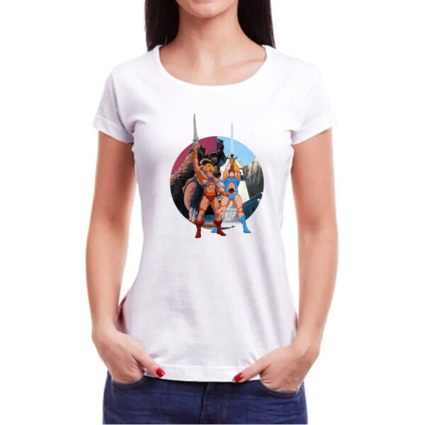 Camiseta Baby Look He-man e Lion espadas do poder - Imagem 3