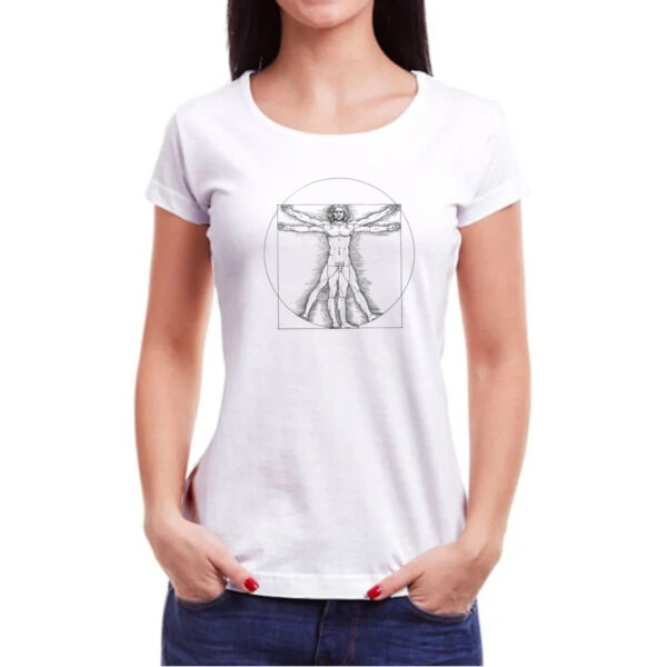 Camiseta Baby Look Homem Vitruviano da Vinci - Imagem 3