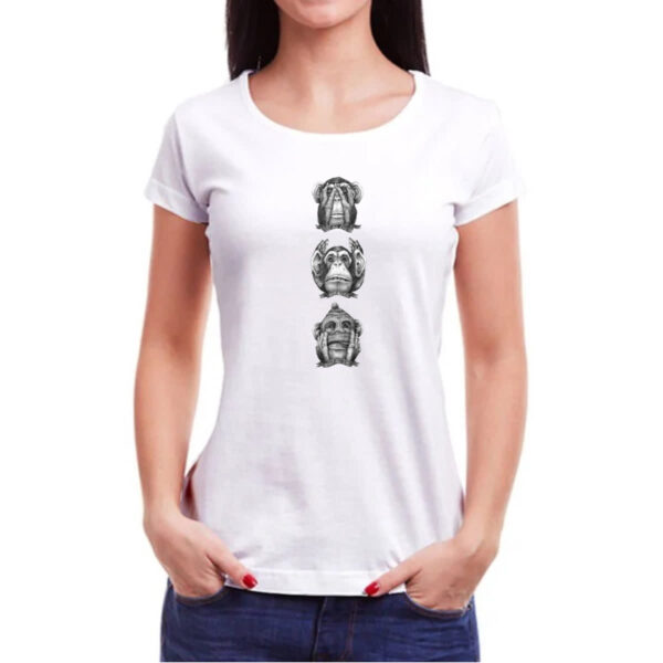Camiseta Baby Look 3 macacos sabios Nem tanto - Imagem 3