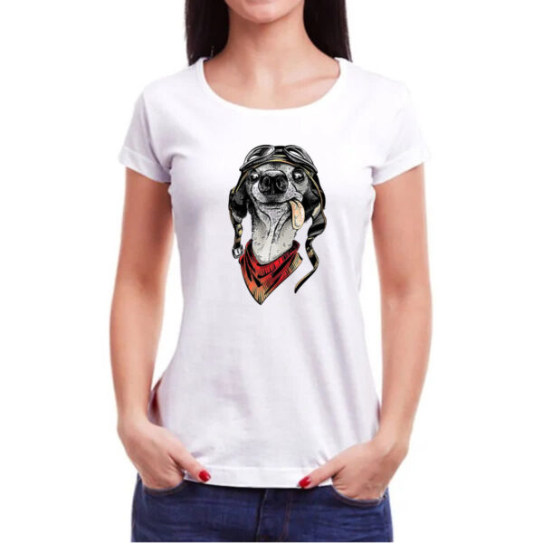 Camiseta Baby Look Cachorro doido piloto - Imagem 3