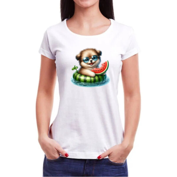 Camiseta Baby Look Cachorro na boia - Imagem 3