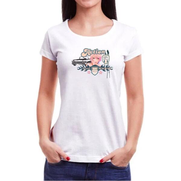 Camiseta Baby Look Action Girl on the road - Imagem 3