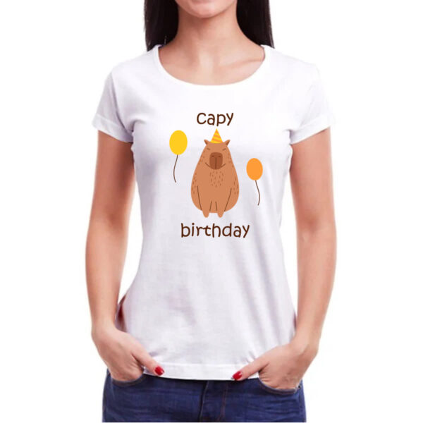 Camiseta Baby Look Capivara capy birthday - Imagem 3