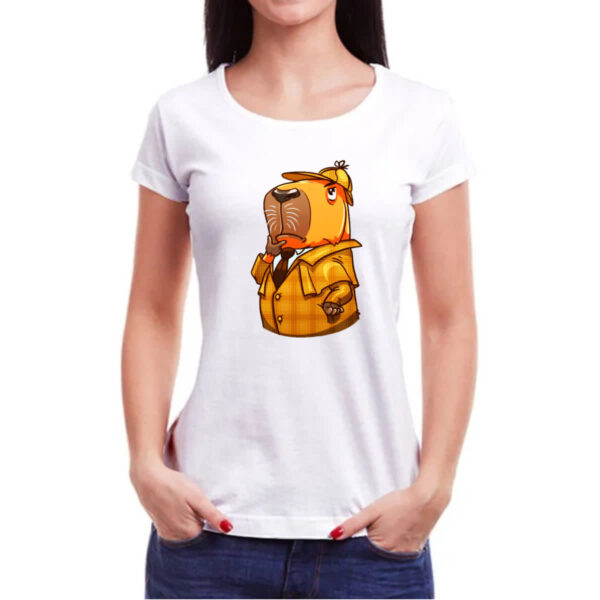 Camiseta Baby Look Capivara Holmes - Imagem 3
