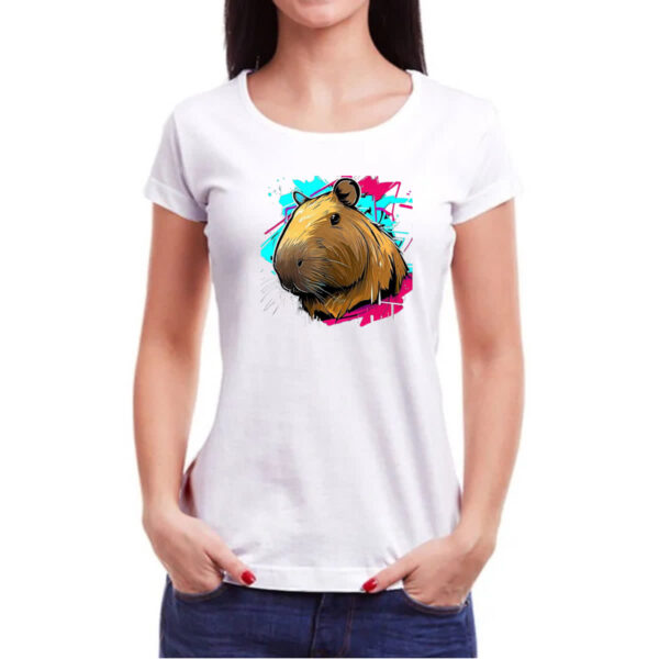 Camiseta Baby Look Capivara grafite - Imagem 3