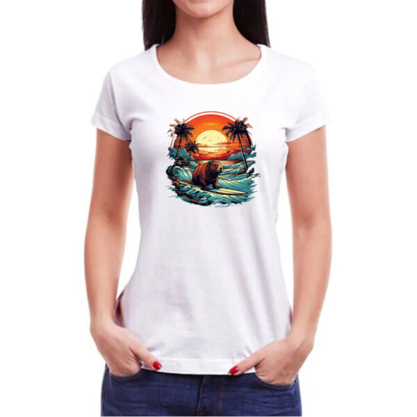 Camiseta Baby Look Capivara Surf Sunset - Imagem 3