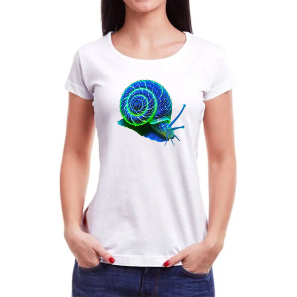Camiseta Baby Look Caramujo blue florescente - Imagem 3