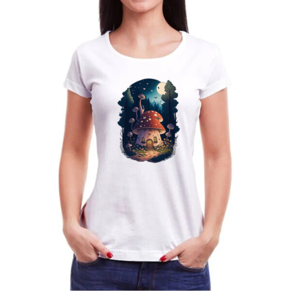 Camiseta Baby Look Casa cogumelo dos duendes - Imagem 3