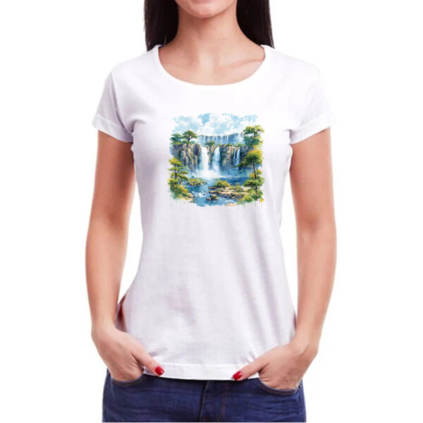 Camiseta Baby Look Cataratas do Iguacu watercolor - Imagem 3