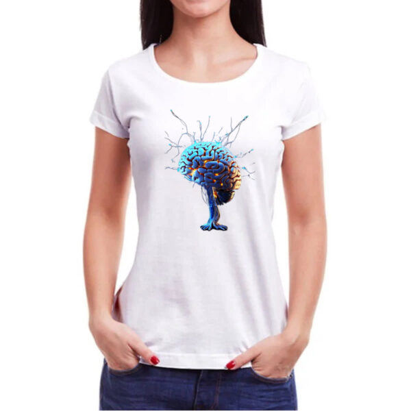 Camiseta Baby Look Cerebro IA impulsos eletricos - Imagem 3