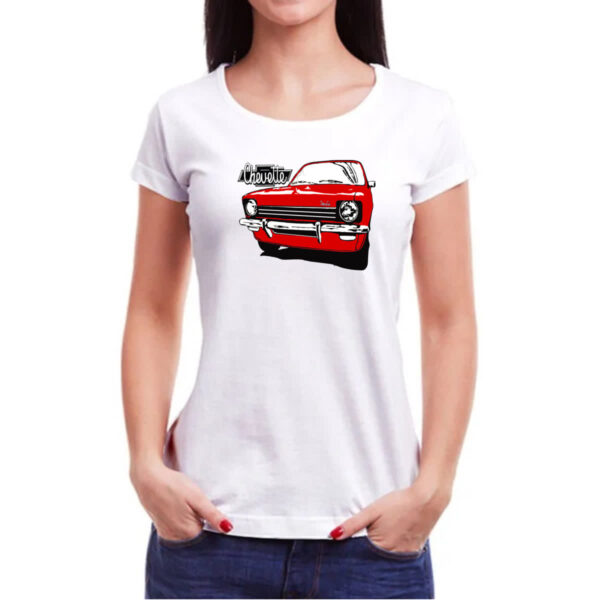 Camiseta Baby Look Chevette vermelho primeira geracao pintura - Imagem 3