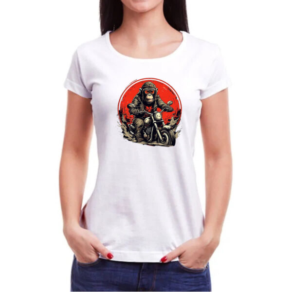 Camiseta Baby Look Chimpanze motoqueiro radical - Imagem 3