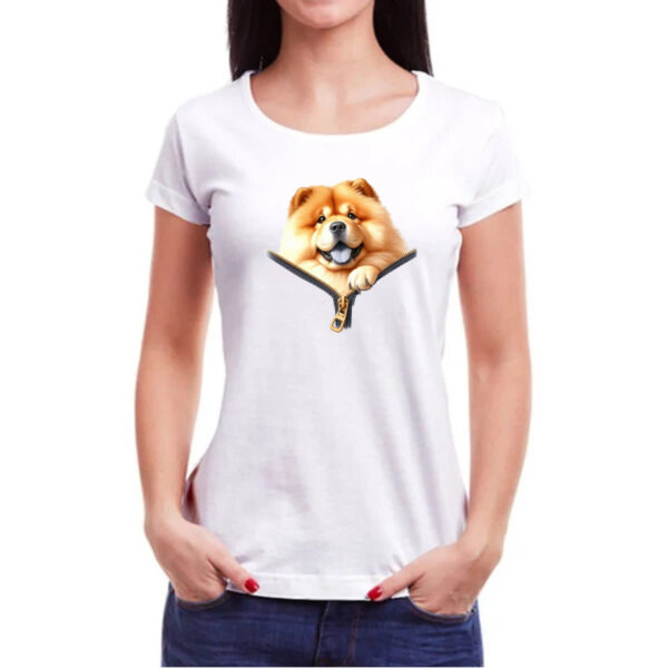 Camiseta Baby Look Chow Chow no Ziper - Imagem 3